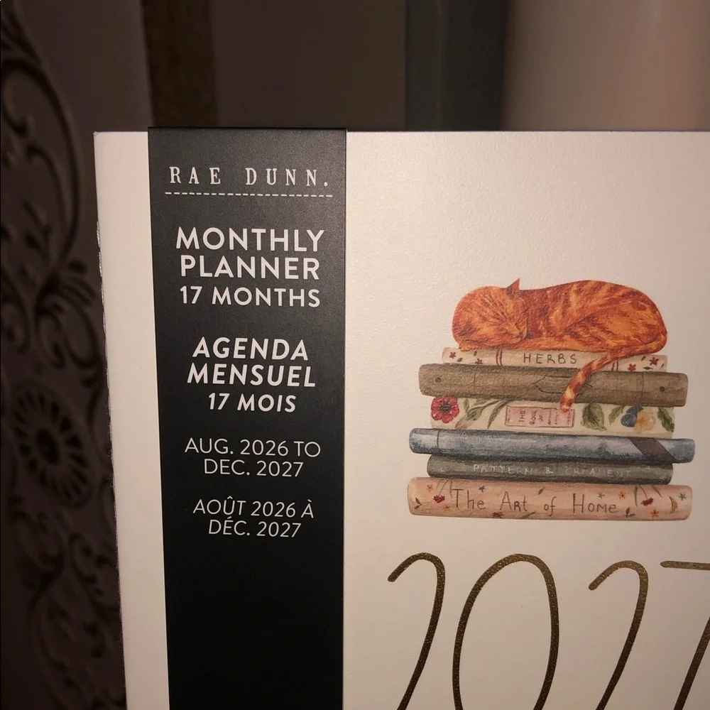 Rae Dunn 2027 PLANNER. 17 Month Planner with Cat On Books